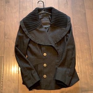 Large lapel peacoat coat Zara basic small sweater s exaggerated